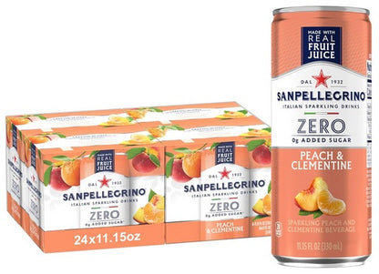 San Pellegrino - Italian Sparkling Drinks Peach & Clementine Zero Added Sugar - 6 cans / 330 ml