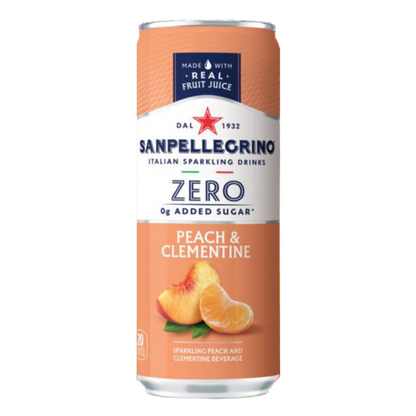 San Pellegrino - Italian Sparkling Drinks Peach & Clementine Zero Added Sugar - 6 cans / 330 ml