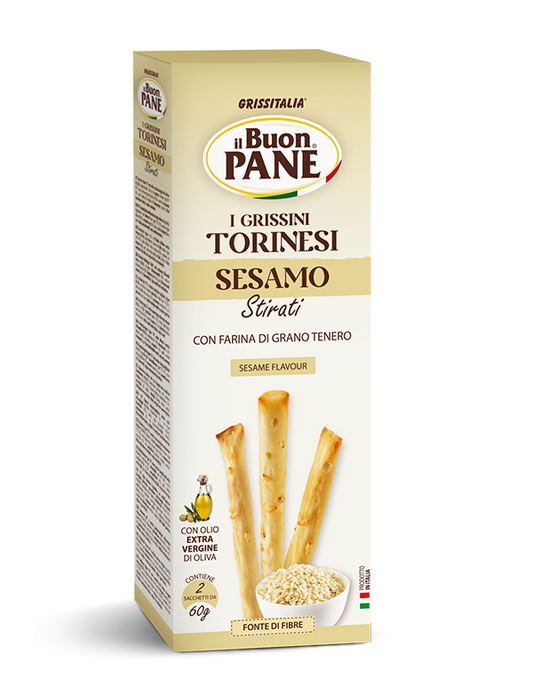 Grissitalia - Grissini Torinesi Stirati al Sesamo - 4.3oz