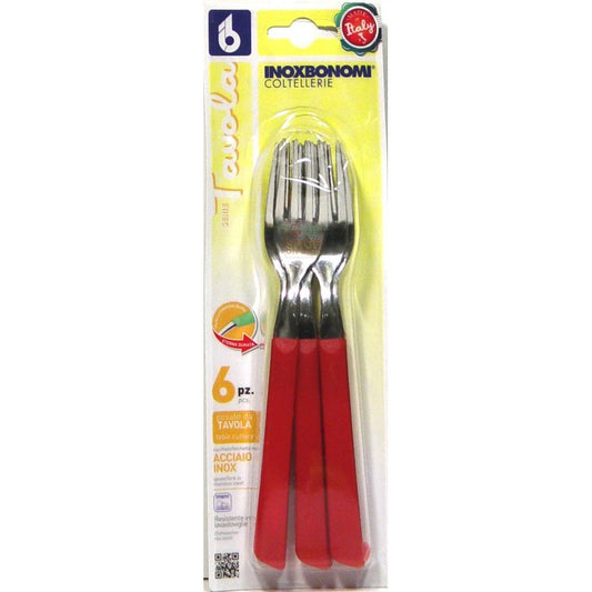 Coltellerie Inoxbonomi-Red fork x 6pcs